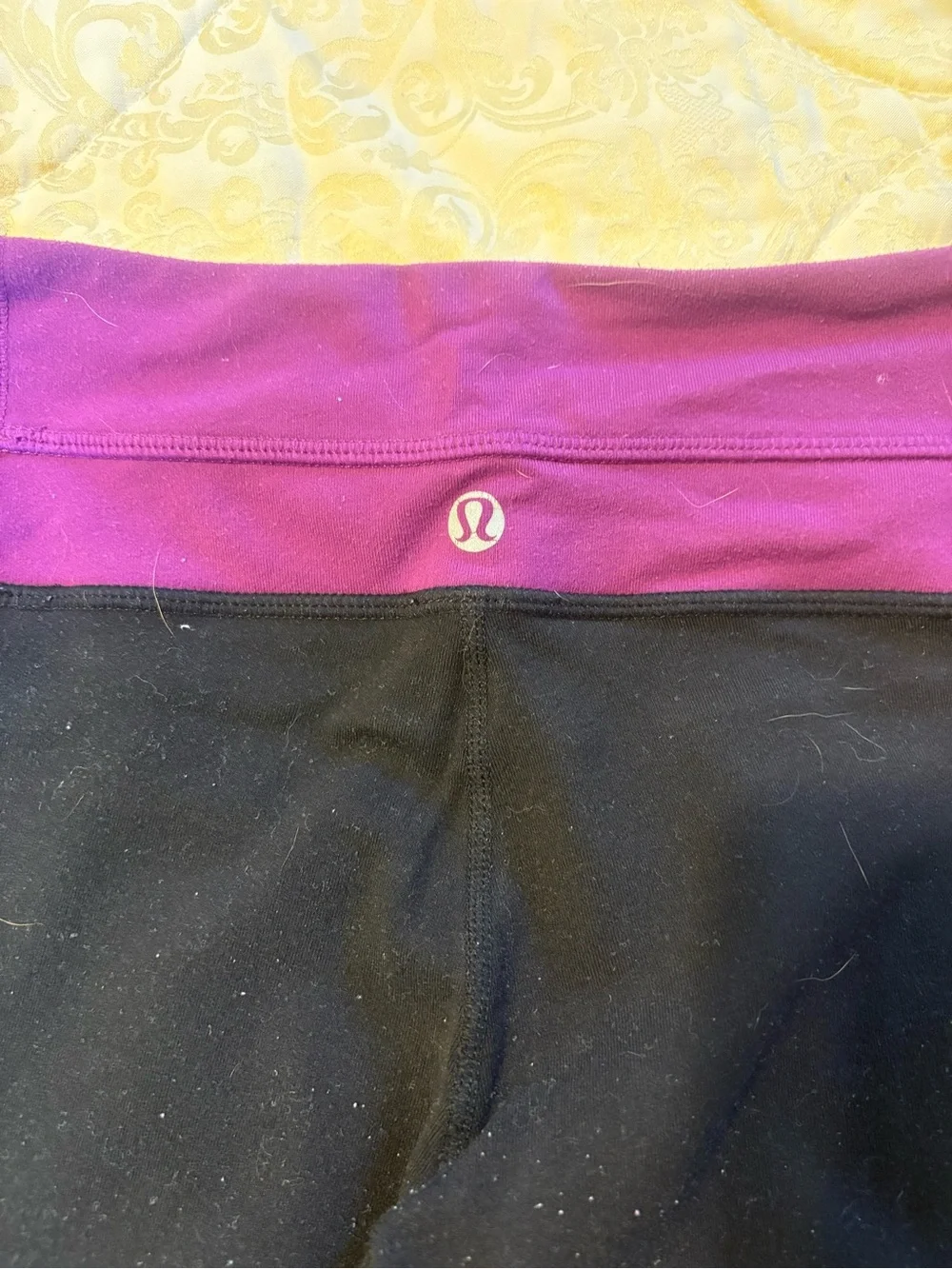 lululemon athletica Black Leggings with Purple Waistband